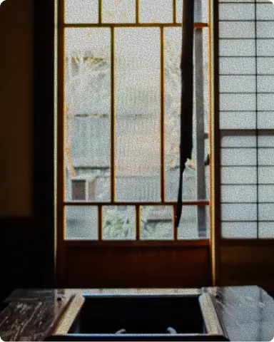 Intérieur d’un ryokan traditionnel au Japon, chambre tatami et shōji