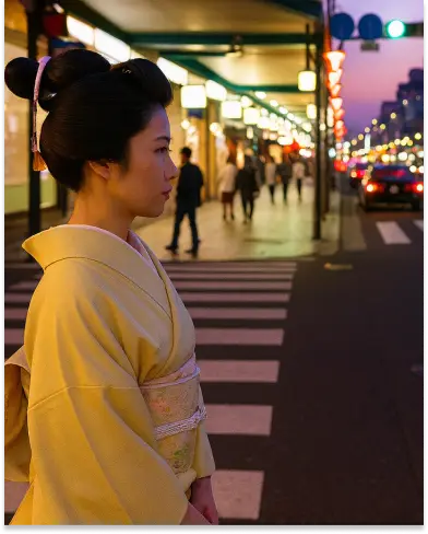 Femme Gesisha dans les rue de Tokyo