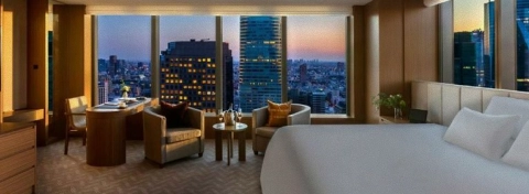 Chambre de luxe à Tokyo avec vue panoramique sur la ville