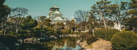 Château d’Osaka entouré d’arbres, au Japon